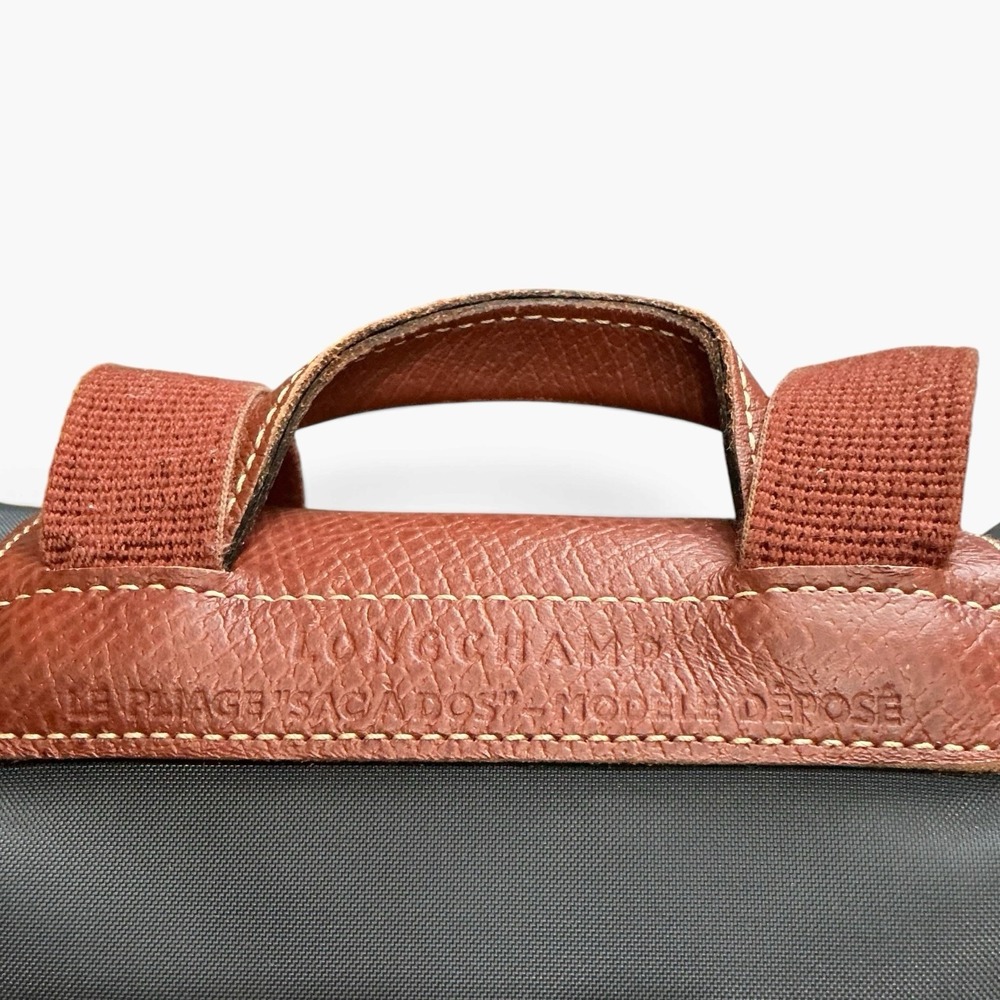 Longchamp Le Pliage Sac A Dos Vintage Y2K Nylon Leather Backpack Rare - Picture 3 of 8